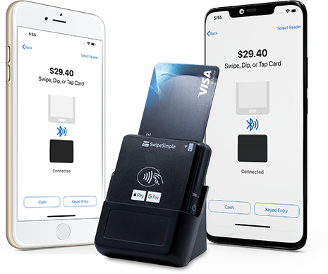 image of a Swipesimple mobile setup available through merchant services