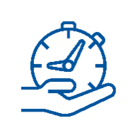 icon of a hand holding clock representing how payroll services can save time